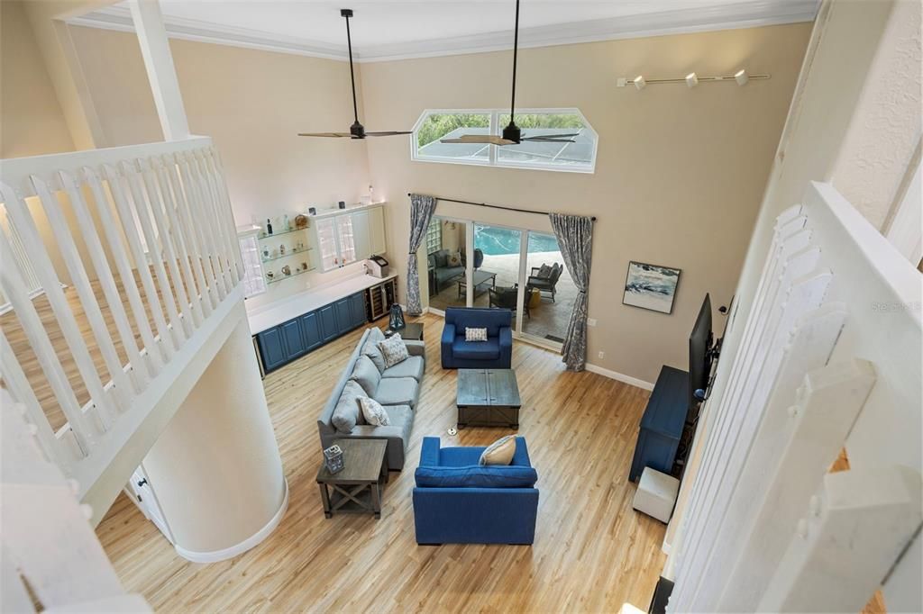 Fireplace, Interior, Living room, Pendant Lights, Wood Texture Flooring