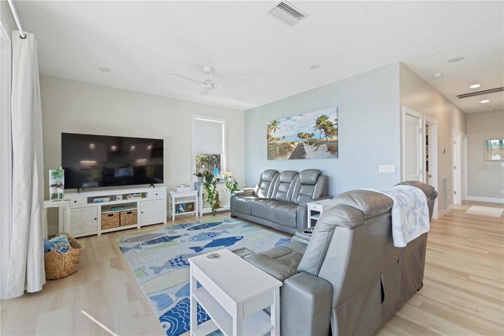 Interior, Living room, Recessed Lighting, Wood Texture Flooring