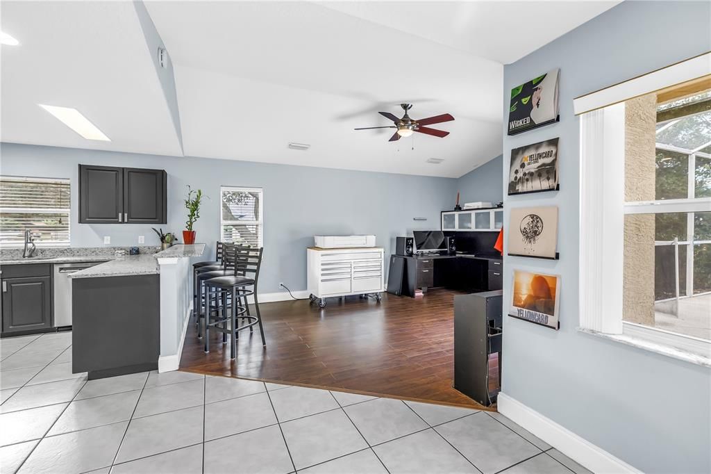 Interior, Kitchen, Recessed Lighting, Wood Texture Flooring