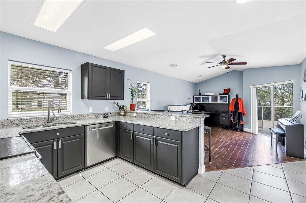 Interior, Kitchen, Recessed Lighting, Wood Texture Flooring