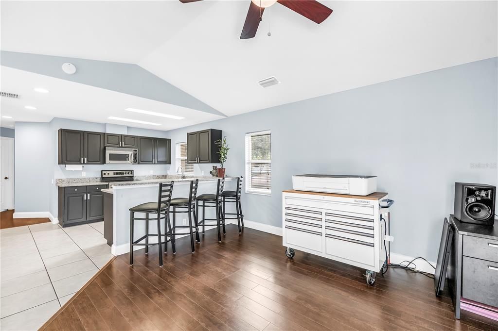 Interior, Kitchen, Recessed Lighting, Wood Texture Flooring