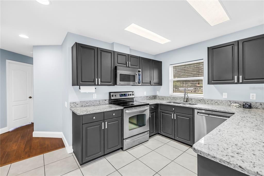 Interior, Kitchen, Recessed Lighting, Wood Texture Flooring