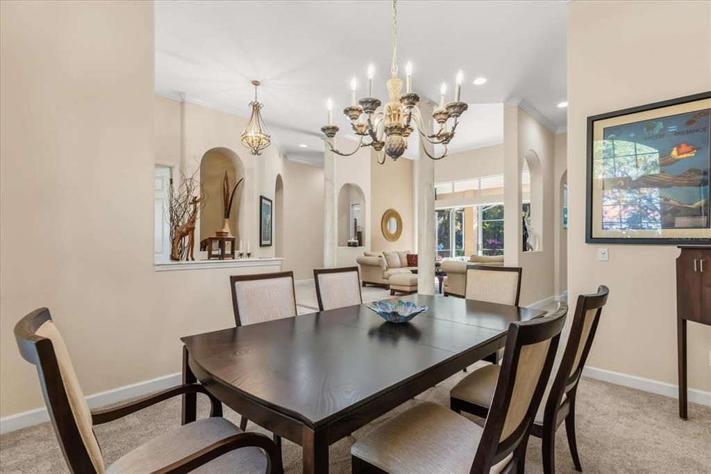 Chandelier, Dining room, Interior, Recessed Lighting