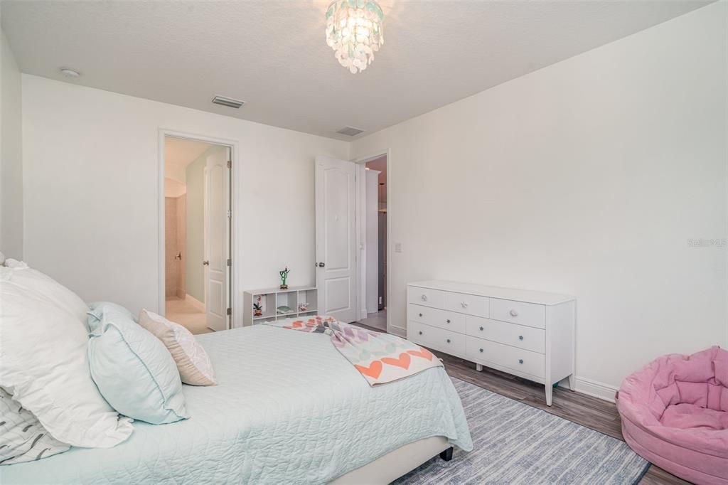 Bedroom, Chandelier, Interior, Wood Texture Flooring