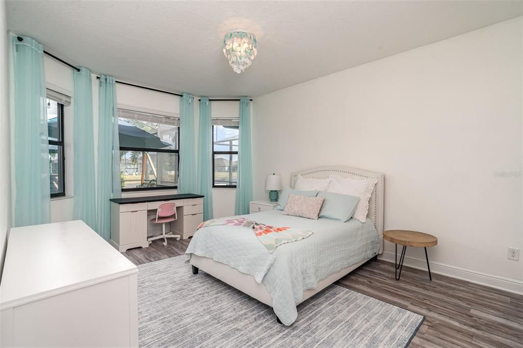 Bedroom, Chandelier, Interior, Wood Texture Flooring
