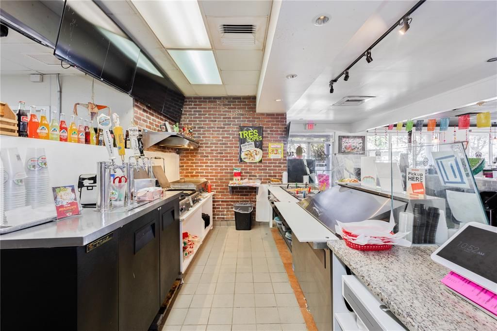 Interior, Kitchen, Recessed Lighting, Stone Walls