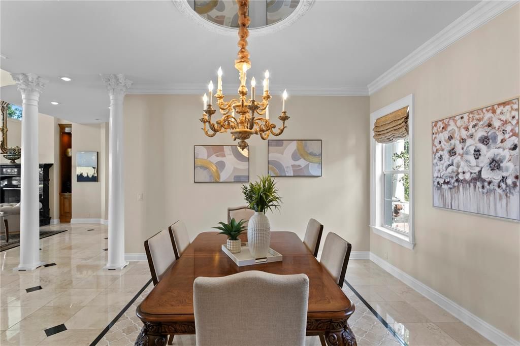 Chandelier, Dining room, Interior, Recessed Lighting