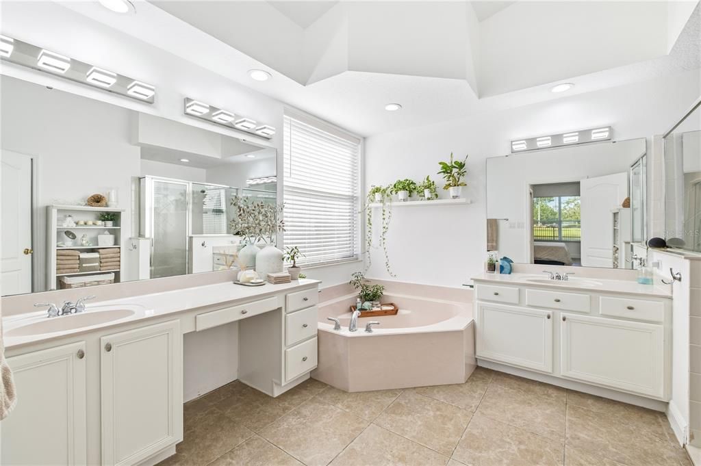 Bathroom, Dual Sink Vanities, Glass Shower, Interior, Recessed Lighting