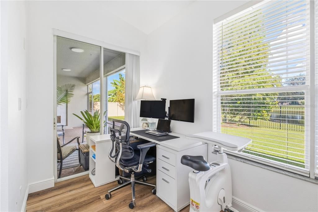 Home Office, Interior, Recessed Lighting, Wood Texture Flooring