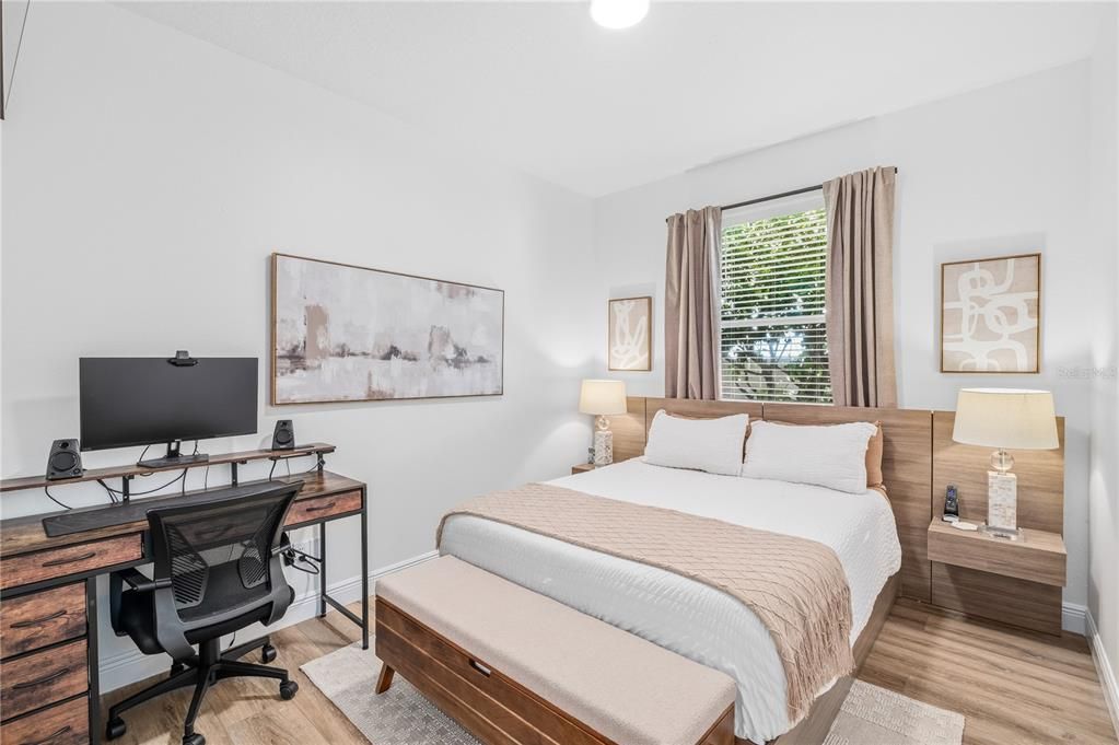 Bedroom, Home Office, Interior, Recessed Lighting, Wood Texture Flooring