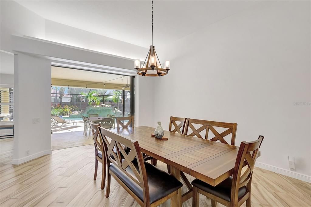 Chandelier, Dining room, Interior, Pendant Lights, Wood Texture Flooring
