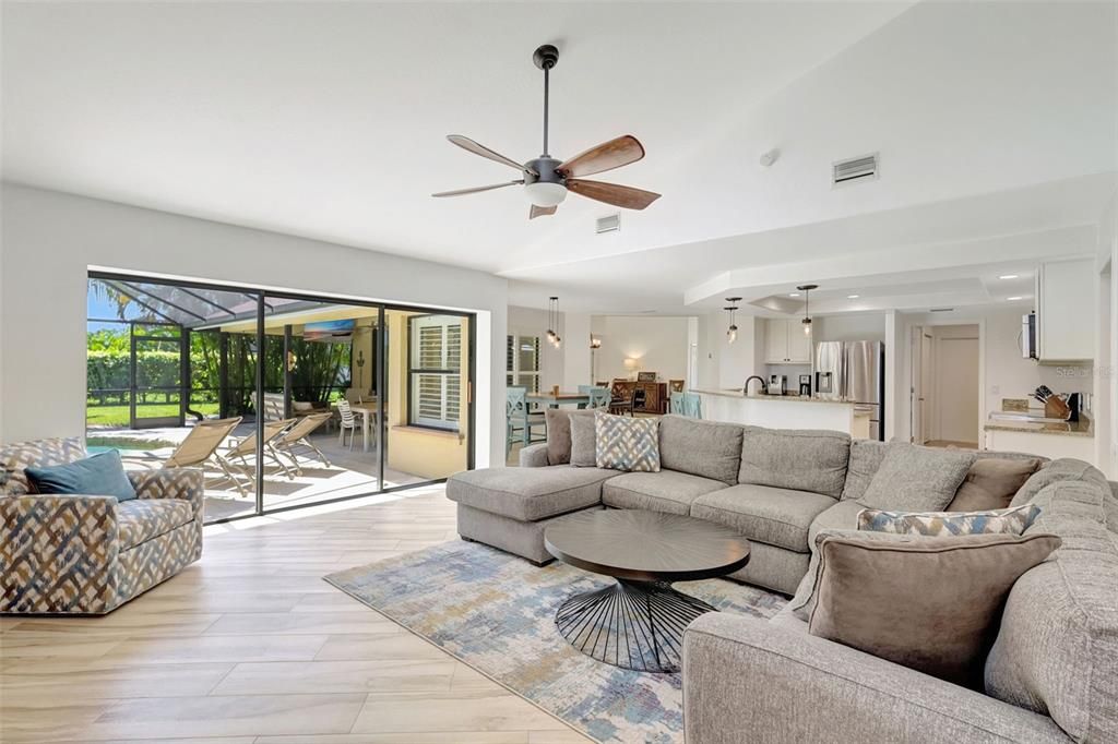 Interior, Kitchen, Living room, Pendant Lights, Recessed Lighting, Stainless Steel Appliances, Wood Texture Flooring