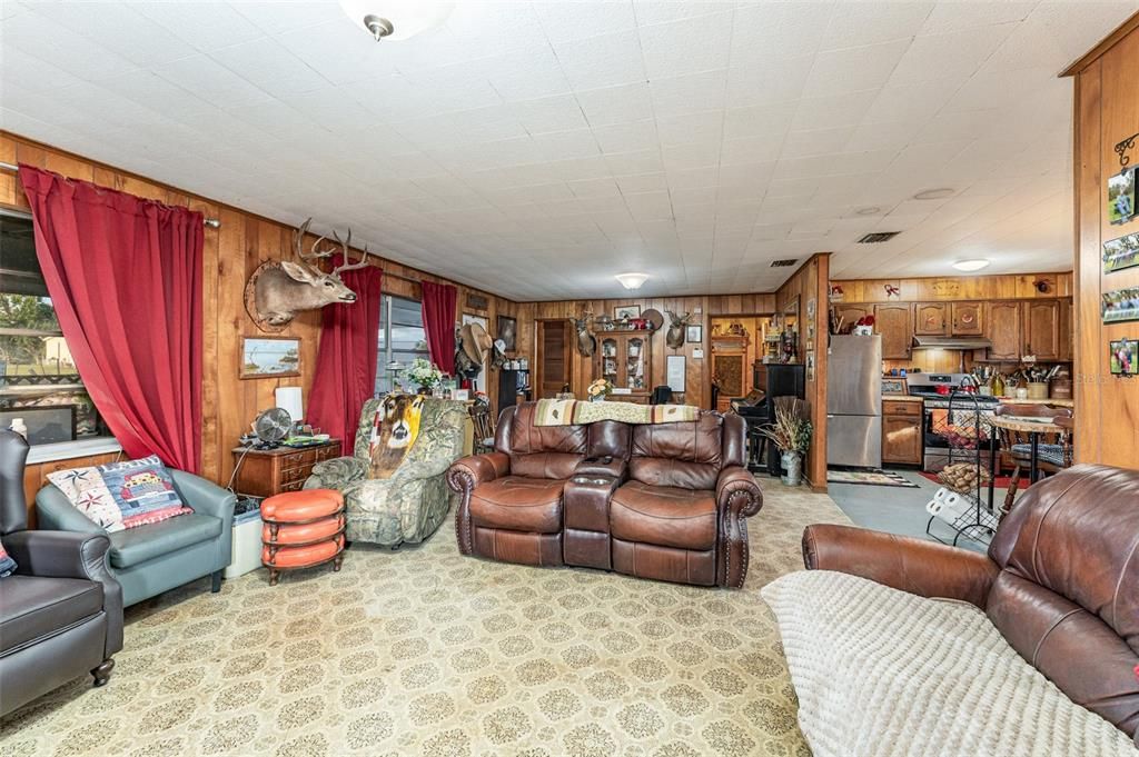 Interior, Kitchen, Living room, Wooden Walls