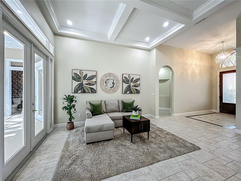 Chandelier, Interior, Living room, Recessed Lighting