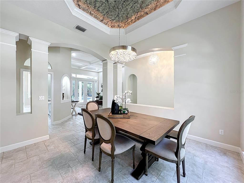 Chandelier, Dining room, Interior, Pendant Lights
