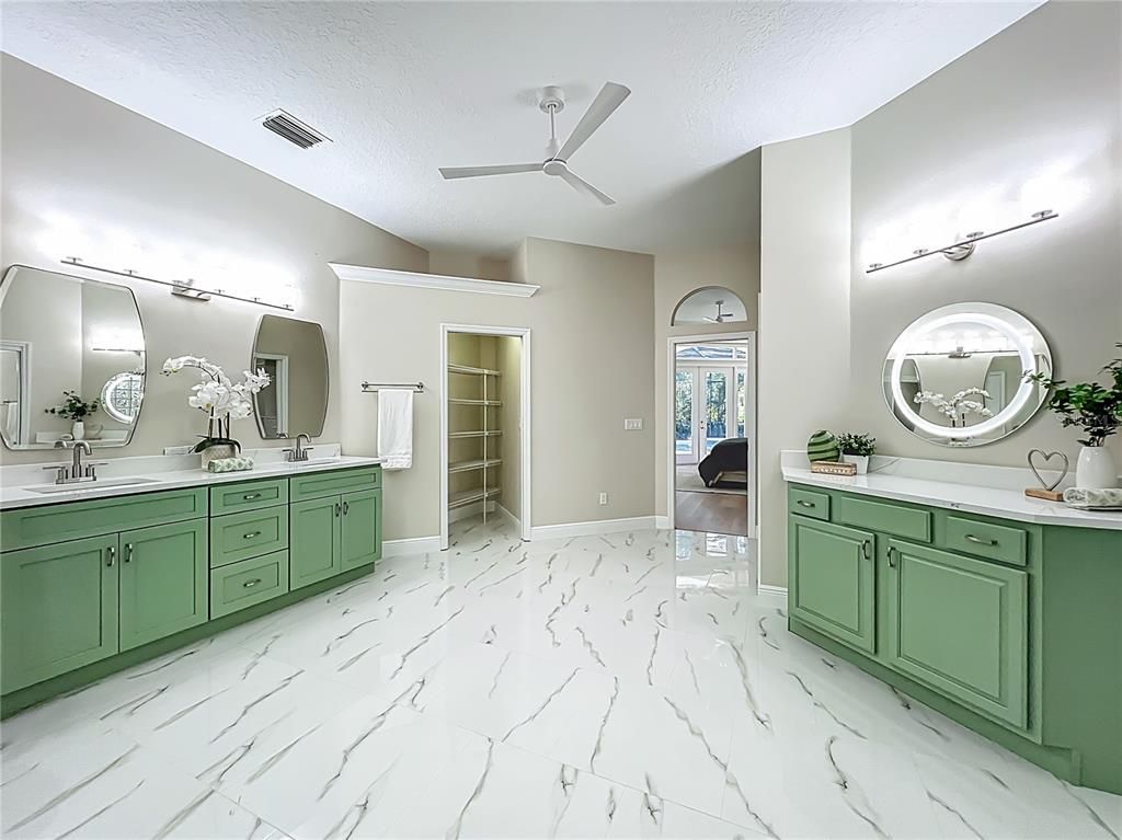 Bathroom, Dual Sink Vanities, Interior, Marble