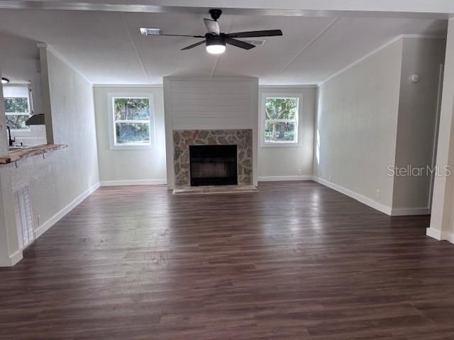Empty room, Fireplace, Interior, Wood Texture Flooring