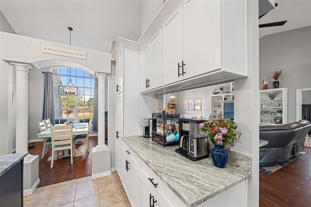 Dining room, Interior, Kitchen, Pendant Lights, Wood Texture Flooring