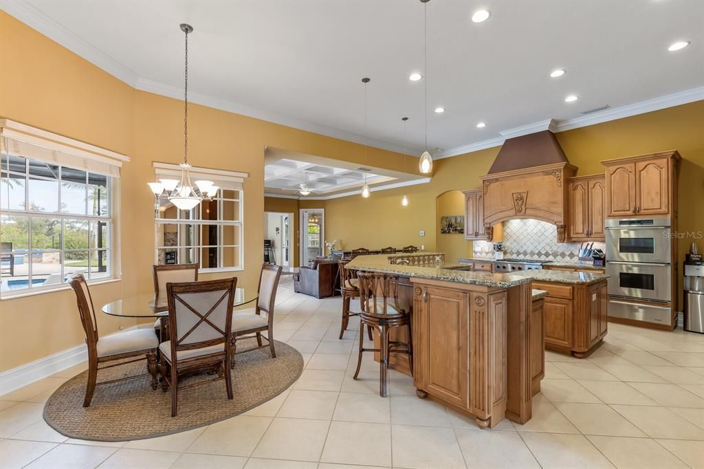 Chandelier, Dining room, Interior, Kitchen, Pendant Lights, Recessed Lighting, Stainless Steel Appliances