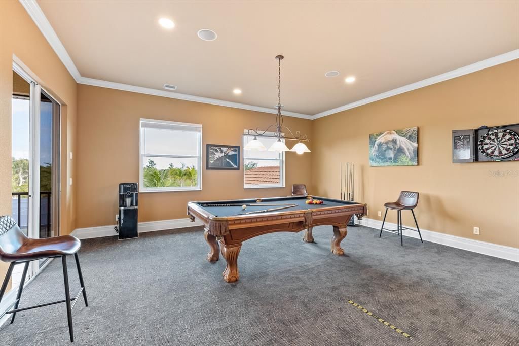 Billiard Table, Game Room, Interior, Pendant Lights, Recessed Lighting