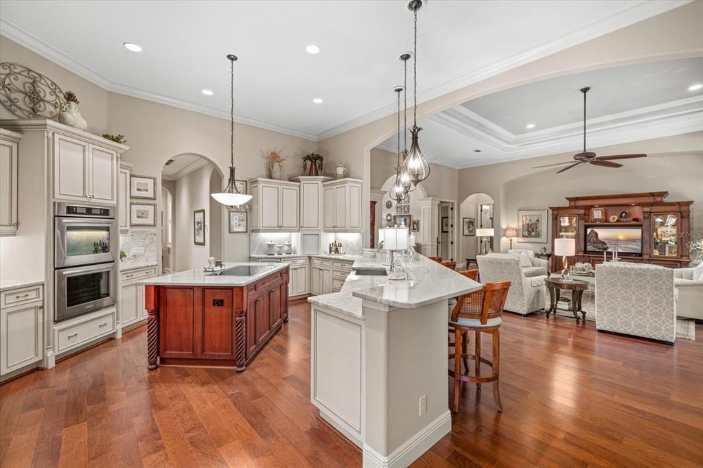 Interior, Kitchen, Living room, Pendant Lights, Recessed Lighting, Stainless Steel Appliances, Wood Texture Flooring