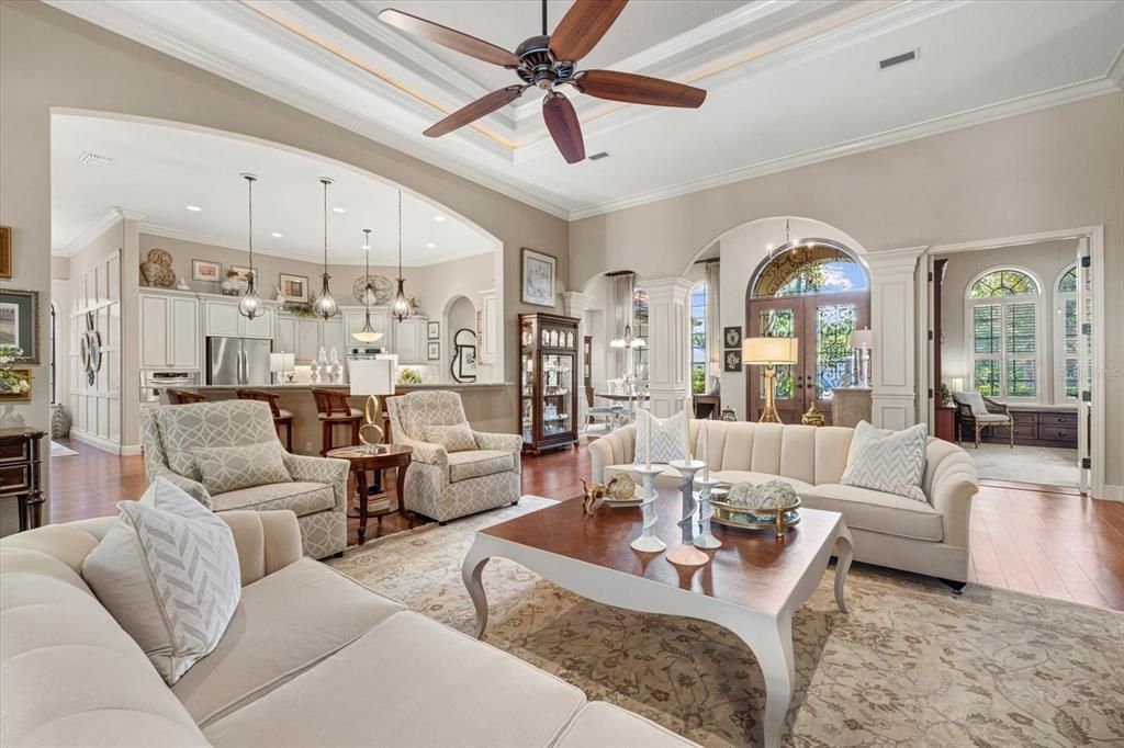 Interior, Kitchen, Living room, Pendant Lights, Recessed Lighting, Stainless Steel Appliances, Wood Texture Flooring