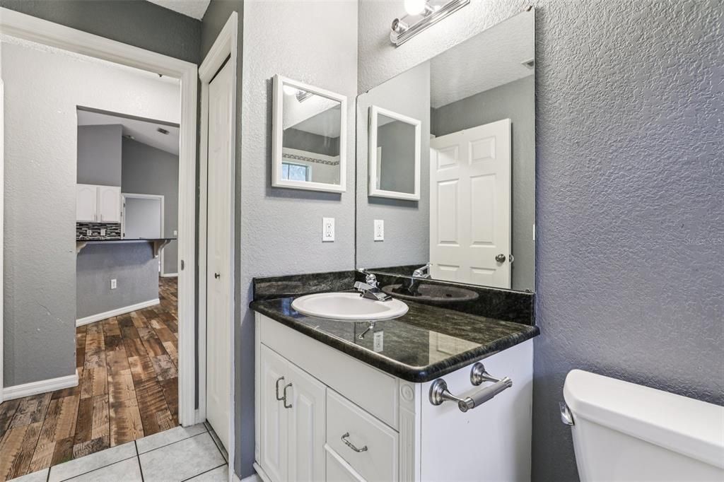 Bathroom, Dual Sink Vanities, Interior, Wood Texture Flooring