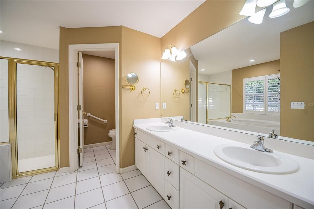 Bathroom, Dual Sink Vanities, Glass Shower, Interior, Recessed Lighting