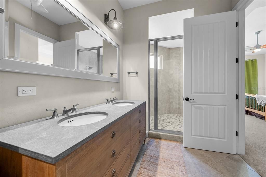 Bathroom, Dual Sink Vanities, Glass Shower, Interior