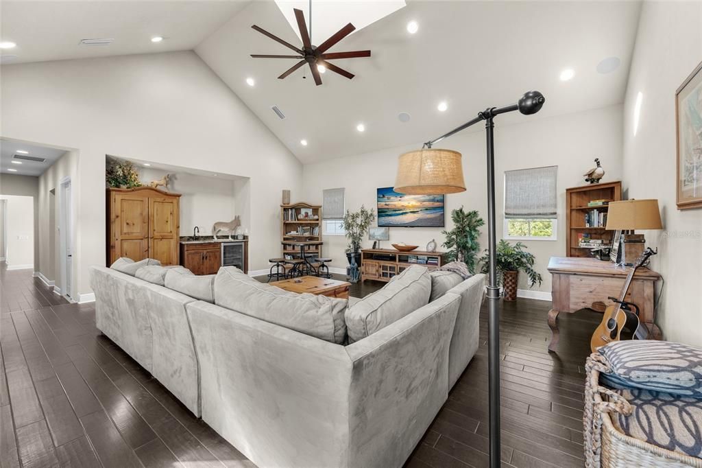 Interior, Living room, Recessed Lighting, Wood Texture Flooring