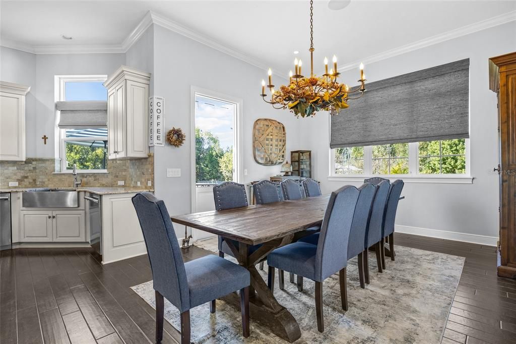 Chandelier, Dining room, Interior, Wood Texture Flooring