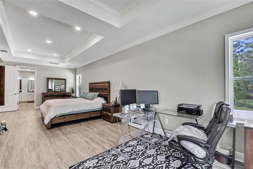 Bedroom, Home Office, Interior, Recessed Lighting, Wood Texture Flooring