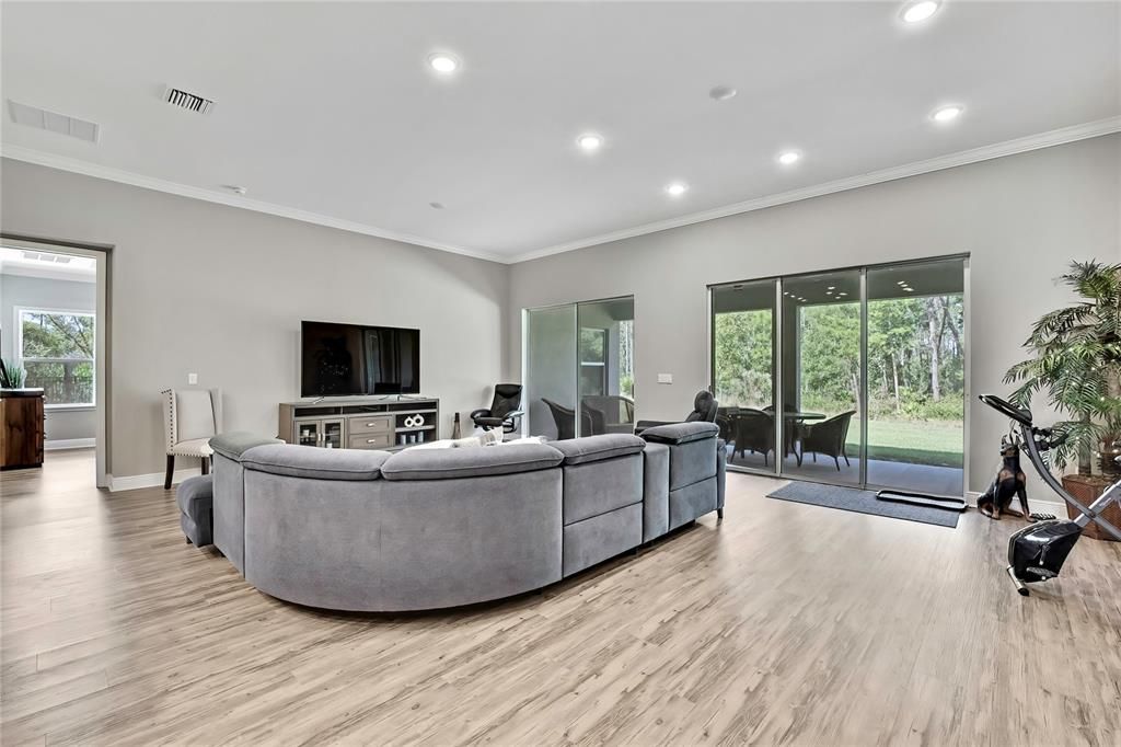 Interior, Living room, Recessed Lighting, Wood Texture Flooring