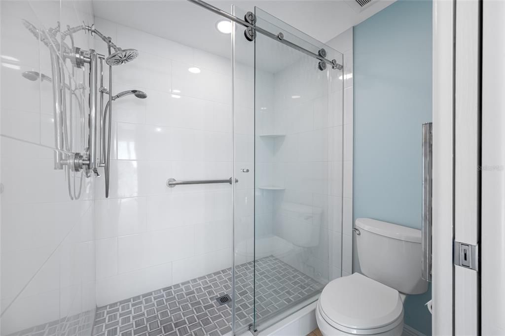 Bathroom, Glass Shower, Interior, Recessed Lighting