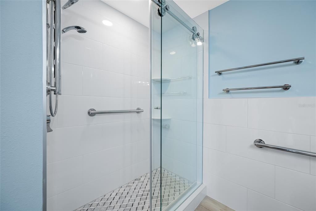 Bathroom, Glass Shower, Interior, Recessed Lighting