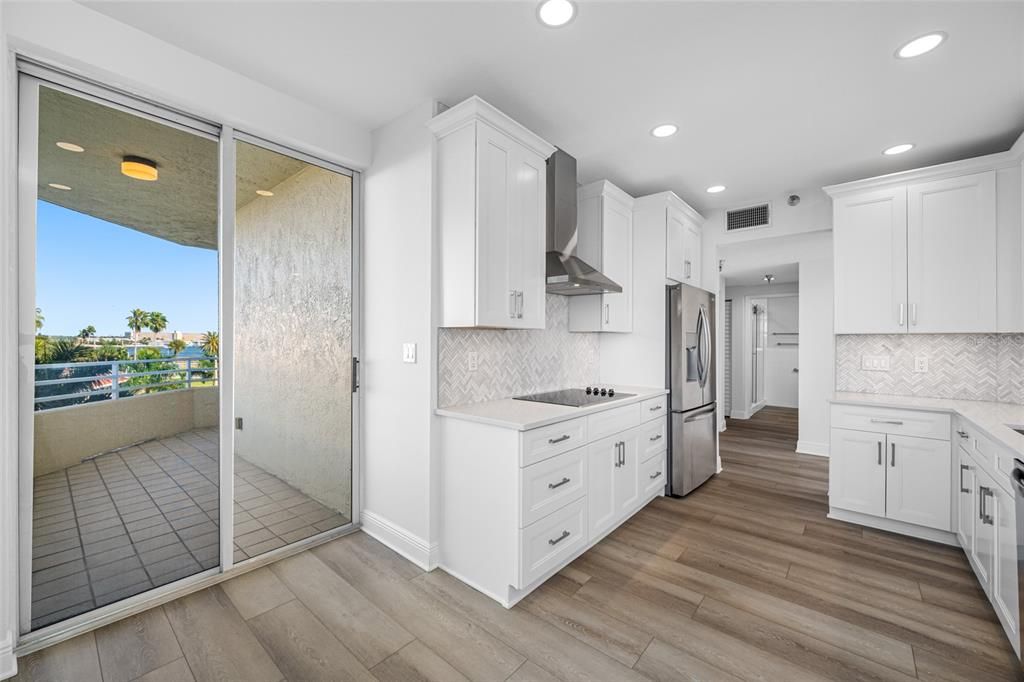 Interior, Kitchen, Recessed Lighting, Wood Texture Flooring