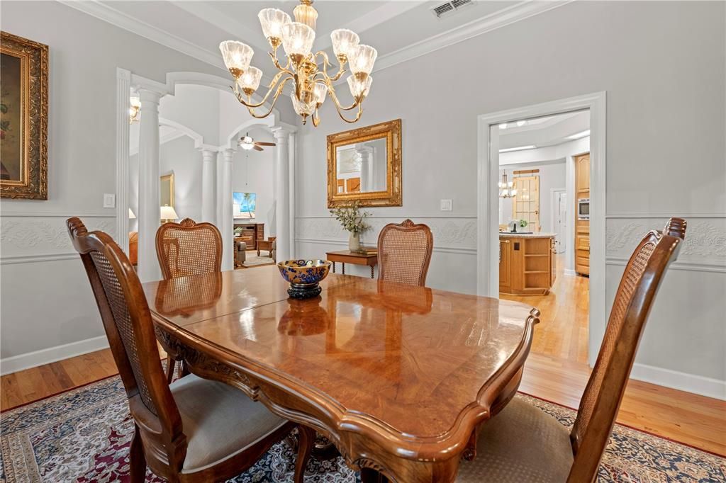 Chandelier, Dining room, Interior, Wood Texture Flooring