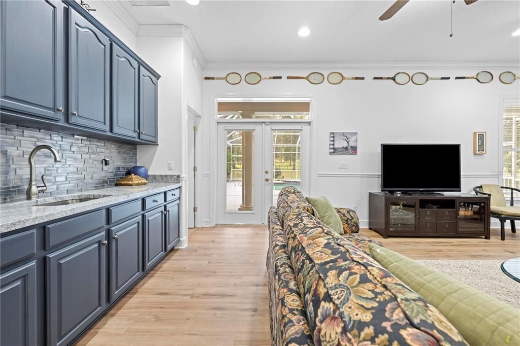 Interior, Kitchen, Living room, Recessed Lighting, Wood Texture Flooring