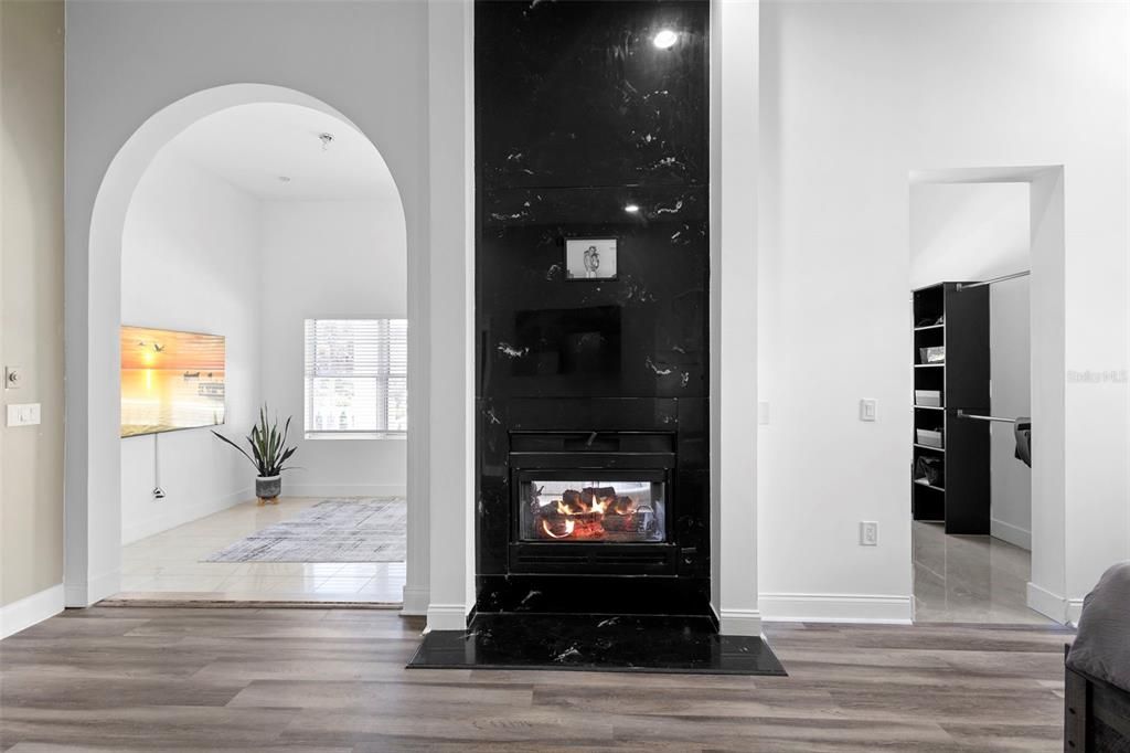 Fireplace, Interior, Wood Texture Flooring