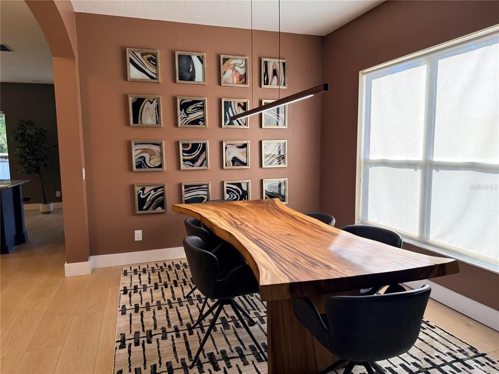 Home Office, Interior, Pendant Lights, Wood Texture Flooring
