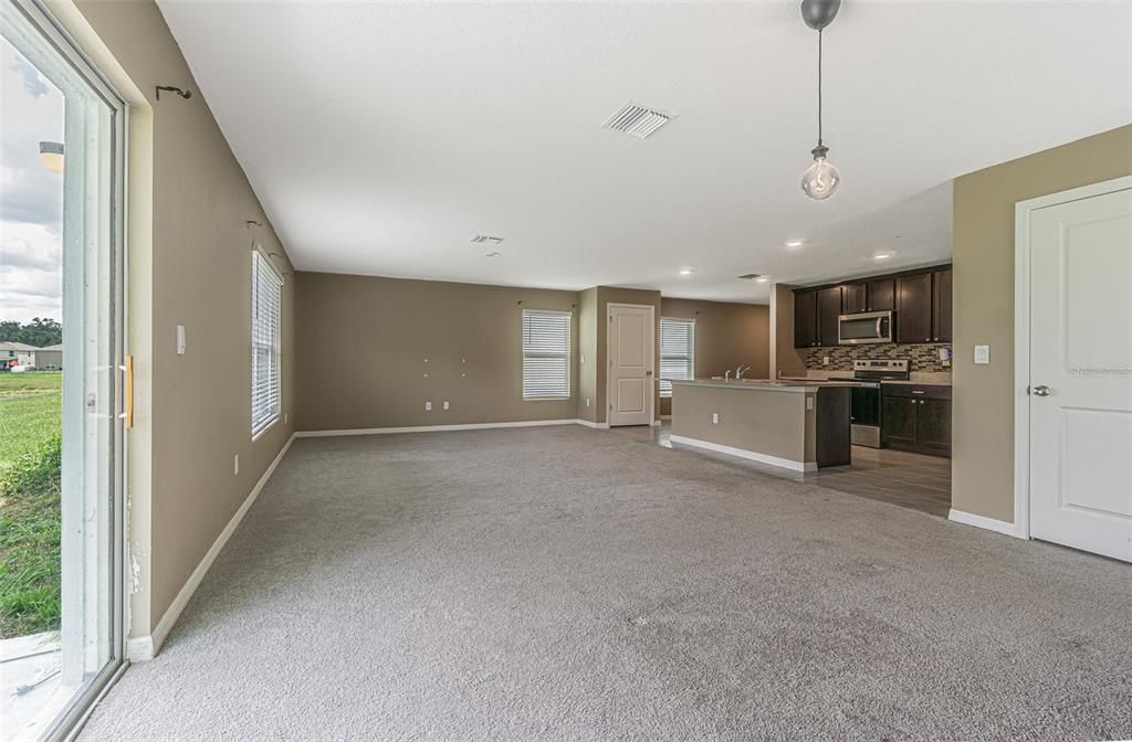 Empty room, Interior, Kitchen, Pendant Lights, Recessed Lighting