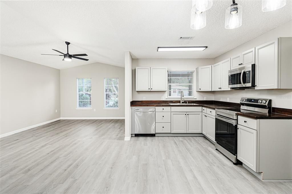 Interior, Kitchen, Wood Texture Flooring