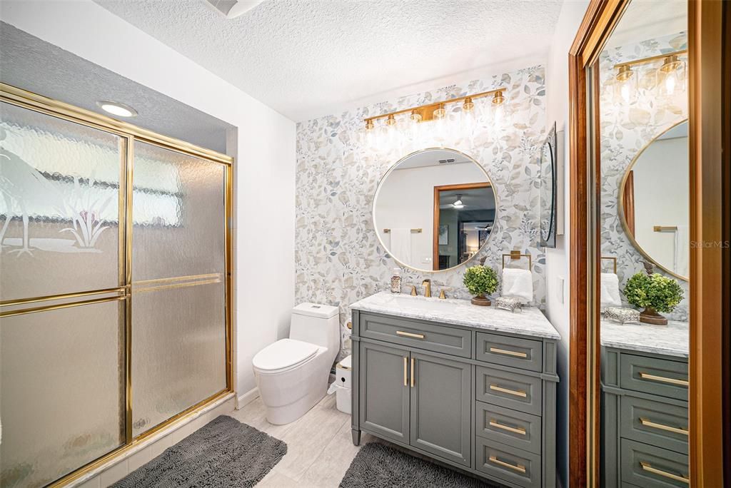 Bathroom, Glass Shower, Interior, Recessed Lighting