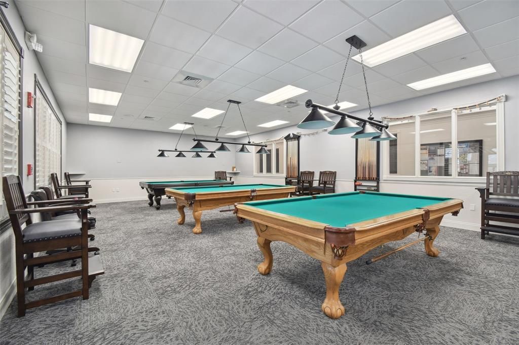 Billiard Table, Game Room, Interior, Pendant Lights, Recessed Lighting