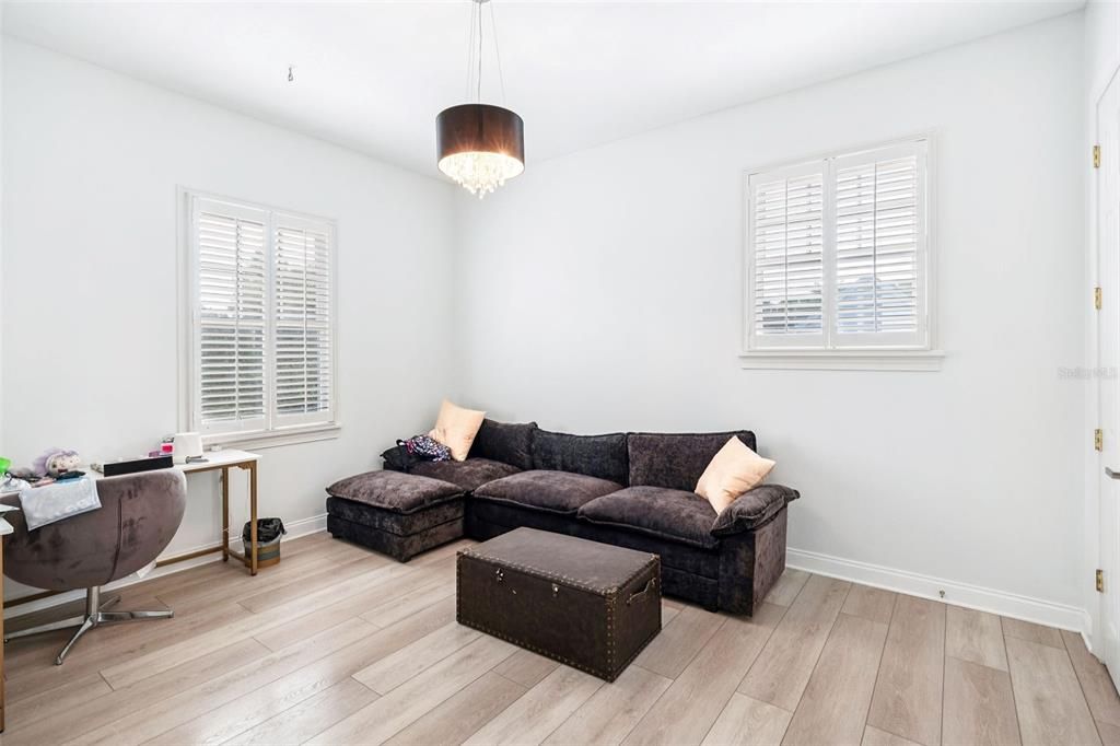 Chandelier, Home Office, Interior, Pendant Lights, Wood Texture Flooring