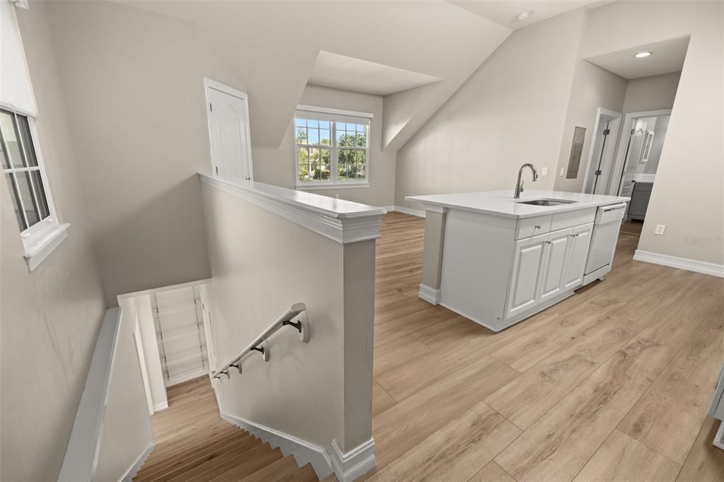 Interior, Kitchen, Recessed Lighting, Wood Texture Flooring