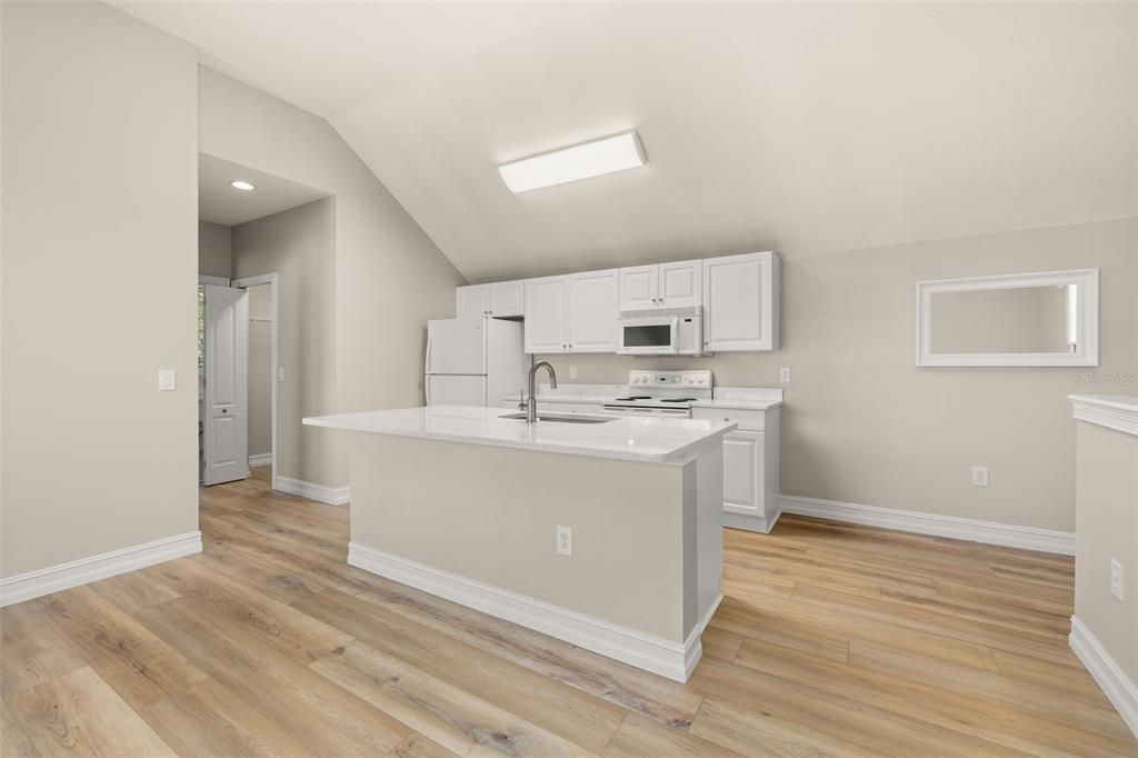 Interior, Kitchen, Recessed Lighting, Wood Texture Flooring