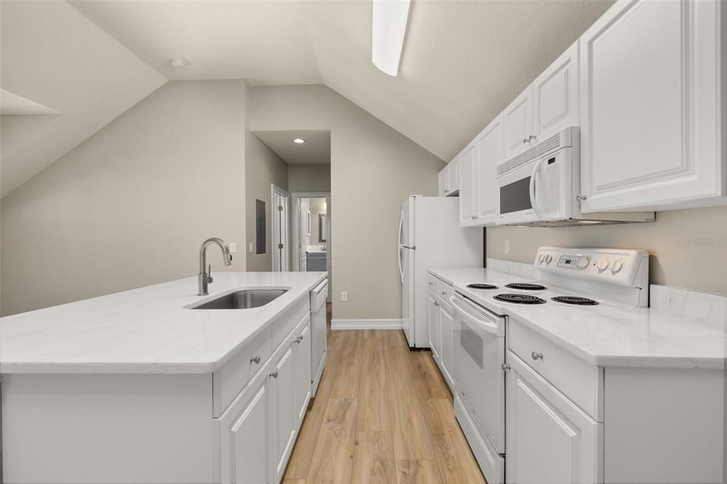 Interior, Kitchen, Recessed Lighting, Wood Texture Flooring