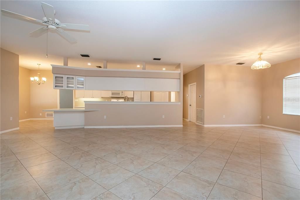 Chandelier, Empty room, Interior, Kitchen, Recessed Lighting