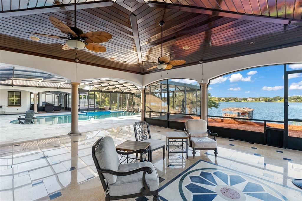 Interior, Pool, Recessed Lighting, Sun Room, Water, Wooden Ceilings